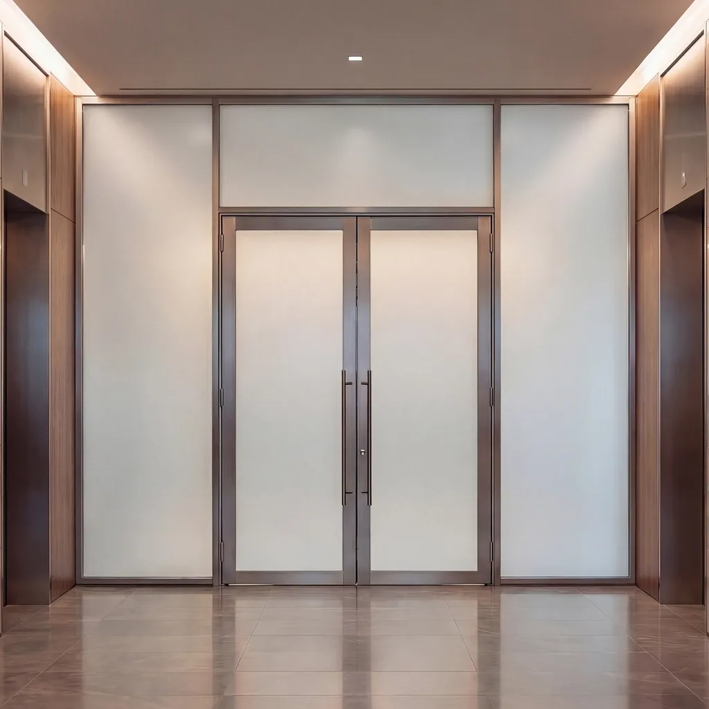 Lobby glass partition in private state